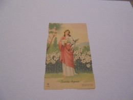 Sancta Agnès Image Pieuse Religieuse Holly Card Religion Saint Santini Sainte Sancte Sancta Santa - Andachtsbilder