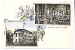 WINTERTHUR: Restaurant Bäumli, Colorierte 2-Bild-AK ~1900 - Winterthur