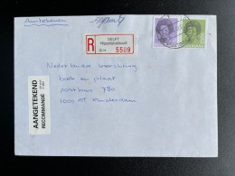 NETHERLANDS 1993 REGISTERED LETTER DELFT HIPPOLYTUSBUURT TO AMSTERDAM 23-12-1993 NEDERLAND AANGETEKEND - Covers & Documents