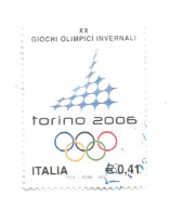 (REPUBBLICA ITALIANA) 2002, GIOCHI OLIMPICI INVERNALI, TORINO 2006 - Serie Di 1 Francobollo Usato - 2001-10: Oblitérés
