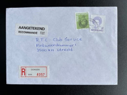 NETHERLANDS 1993 REGISTERED LETTER DONGEN TO UTRECHT 15-09-1993 NEDERLAND AANGETEKEND - Storia Postale