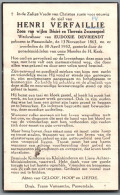 Bidprentje Passendale - Verfaillie Henri (1863-1952) - Andachtsbilder