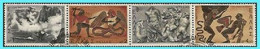GREECE- GRECE  - HELLAS 1973: " Mythology B"  (complet Strips, Se-tenant 4 Stamps) Compl. Set Used - Gebraucht