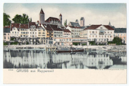 Gruss Aus RAPPERSWIL: Hotels Am Hafen, Mit Dampfschiff ~1900 - Rapperswil-Jona