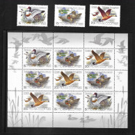 Russia 1989 MNH Ducks (1st Series) Sg 6011/3 & Sheetlet - Unused Stamps