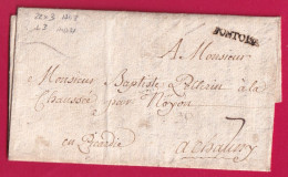MARQUE PONTOISE SEINE ET OISE 1748 LENAIN N°3 INDICE 21 POUR CHAUNY AISNE LETTRE - 1701-1800: Precursori XVIII