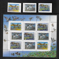 Russia 1990 MNH Ducks (2nd Series) Sg 6159/61 & Sheetlet - Unused Stamps