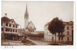 DEGERSHEIM: Echt-Foto-AK Mit Dorfpassage Bei Kirche 1909 - Degersheim