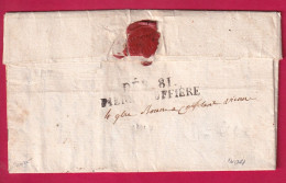 DEBOURSE DEB 81 PIERRE BUFFIERE HAUTE VIENNE 1823 INDICE 21 SIGNE BAUDOT POUR CONFOLENS LETTRE - 1801-1848: Vorläufer XIX