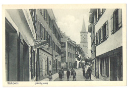 STECKBORN: Belebte Kirchgasse Mit Tabakladen ~1910 - Steckborn