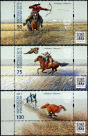 Kyrgyzstan 2017 (KEP) "Traditional Kyrgyz Hunting -"Salburun" (III) 3v Quality:100% - Kyrgyzstan