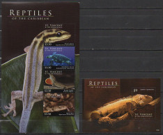 St Vincent - 2013 - Reptiles Of The Caribbean  - Yv 5701/04 + Bf 680 - Altri & Non Classificati