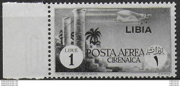1941 Libia Lire 1 Grigio Nero Airmail Bc MNH Sassone N. 52 - Sonstige & Ohne Zuordnung