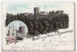 39064831 - Borgholzhausen, Lithographie Mit Burg Ravensberg Gelaufen, Mit Marke Und Stempel Von 1904. Ecken Mit Albumab - Bielefeld
