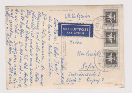 East Germany Democratic Republic GDR Dresden General View Pc Mi#609 (3x5Pf) Airplane Stamp 1960 Airmail To Bulgaria 1196 - Briefe U. Dokumente