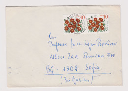 East Germany Democratic Republic GDR DDR 1980s Airmail Cover W/Topic Stamps Flowers (2x10Pf) Mi#2738 To Bulgaria /L66981 - Lettres & Documents