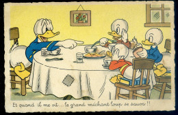 Delcampe - Cpa  Walt Dysney Mickey Mouse Grand Méchant Loup Se Sauva  Donald STEP195 - Sonstige & Ohne Zuordnung