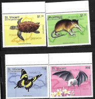 St Vincent - 1998 - Turtle, Bat, Butterflies - Yv 3398/01 - Other & Unclassified