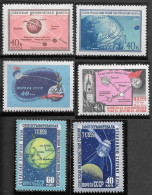 Russia Space 6 Stamps 1959-60 MNH. Moon Probe "Luna 1" "Luna 2" "Luna 3" - Russia & USSR