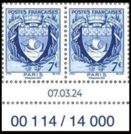 Paire Datée - Issu De L'Affiche De PARIS - PHILEX 2024   Les Armoiries De La Ville De Paris - 1941 - Unused Stamps