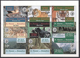 C0078  ST VINCENT GRENADINES  1997, SG 3830-8  Sierra Club, Animals,Tiger, Wolf, Bear, MNH - St.Vincent E Grenadine