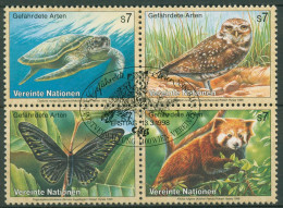 UNO Wien 1998 Gefährdete Tiere Schildkröte Eule Panda 248/51 ZD Gestempelt - Usati