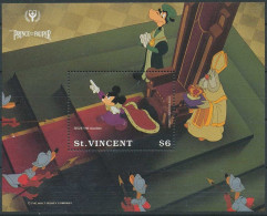 St Vincent - 1991 - Disney: Mickey, The Prince And The Pauper - Yv Bf 150 - Disney
