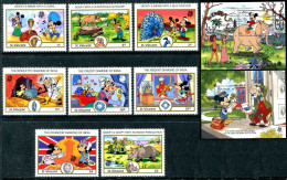 St Vincent - 1989 - Disney: Mickey Visit To India - Yv 1081/88 + Bf 47/48 - Disney