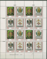 DDR 1990 Postschilder Zusammendruck-Bogen 3306/09 ZD-Bg. FN 2 Postfrisch - 1981-1990