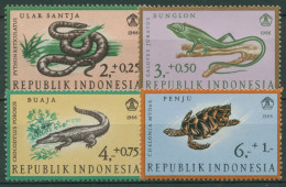 Indonesien 1966 Fürsorge Tiere Reptilien Echse Schildkröte 558/61 Postfrisch - Indonésie