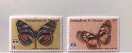GRENADINES Of St Vincent 1982 2 V Neuf ** MNH Farfalle Papillons Butterflies Mariposas Schmetterlinge - Butterflies
