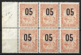 MADAGASCAR........" 1912..".......SG75.....MARGINAL BLOCK OF 6......GUM CREASED.........MNH.. - Unused Stamps