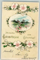 39601931 - Die Besten Glueckwuensche Zum Geburtstage! Kirche In Fruehlingshafter Landschaft Blumen Erika Nr. 1627 - Birthday