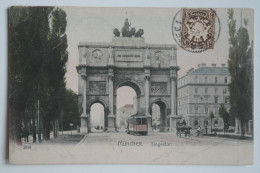 Cpa Colorisée 1905 Munchen Siegestor - Tramway - MAY01 - München