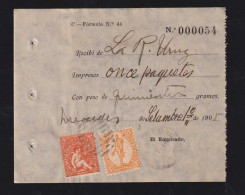 Uruguay 1905 Receipt Of Newspaper Packets MERCEDES 2c + 5c Additional Fee - Uruguay