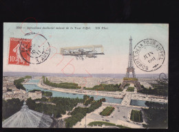 Paris - Aéroplane évoluant Autour De La Tour Eiffel - Postkaart - Eiffeltoren