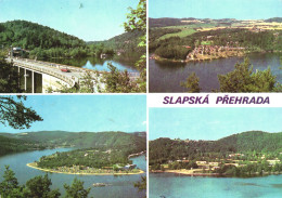 SLAPY RESERVOIR, BRIDGE, SHIP, ARCHITECTURE, CAR, STECHOVICE, CZECH REPUBLIC, POSTCARD - Tschechische Republik
