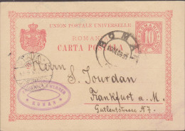 Romania Roman 10B Postal Stationery Card Mailed To Germany 1898 - Briefe U. Dokumente