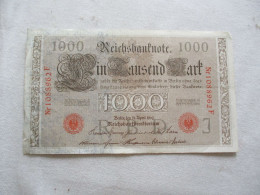 1000 REICHSBANKNOTE BERLIN DEN 21. APRIL 1910 Nr 1088962F - 1.000 Mark