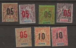 1912 MNH Guyane Yvert 66-72 Postfris** - Unused Stamps