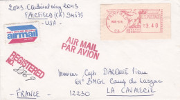 Etats-Unis -1981--lettre Recommandée De FAIRFIELD (CA) Pour LA CAVALERIE-12( France) --vignette De Guichet + Cachets - Brieven En Documenten