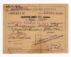 1941. WWII SERBIA,GERMAN OCCUP. BELGRADE TO B. PALANKA,FREE RAILWAY TICKET FOR MIGRANT WITH 2 CHILDREN GOING TO BUGARIA - Historische Dokumente