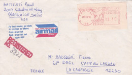 Etats-Unis -1981--lettre Recommandée De FAIRFIELD (CA) Pour LA CAVALERIE-12( France) --vignette De Guichet + Cachets - Brieven En Documenten