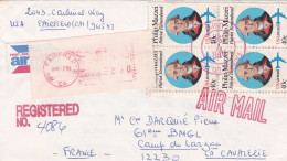 Etats-Unis -1981--lettre Recommandée De FAIRFIELD (CA) Pour LA CAVALERIE-12( France) Bloc De 4 + Vignette+ Cachets - Briefe U. Dokumente