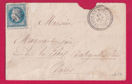 N°29 GC 912 CHASSY EN MORVAND NIEVRE CAD TYPE 22 POUR PARIS INDICE 16 LETTRE - 1849-1876: Période Classique