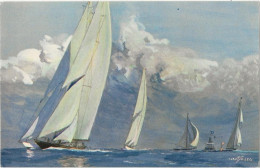 388 - Yachts à Voile De Grande Série En Course( Dessin De A. Sebille) - Velieri