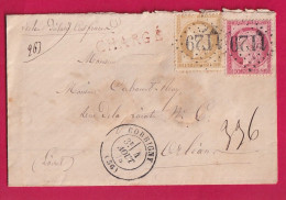 N°55 57 GC 1129 CORBIGNY NIEVRE LETTRE CHARGE POUR ORLEANS LOIRET 1875 LETTRE - 1849-1876: Période Classique