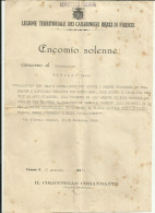 LEGIONE TERRITORIALE DEI CARABINIERI REALI DI FIRENZE - ENCOMIO SOLENNE 27 GENNAIO 1947 - Historische Dokumente