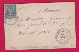 N°90 CAD TYPE 24 ARLEUF DU MORVAND NIEVRE POUR PARIS LES BATIGNOLLES LETTRE - 1849-1876: Période Classique