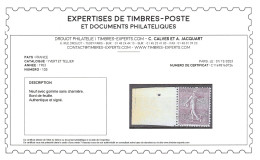 YV 133 N** MNH Luxe , Semeuse , Signé CALVES + Certificat , Bien Centré + BdF , Cote 550+ Euros - Nuovi